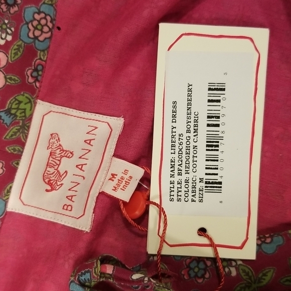 💕BANJANAN💕 Liberty Dress ~ Hedgehog Boysenberry Print Medium M NWT - Picture 14 of 15